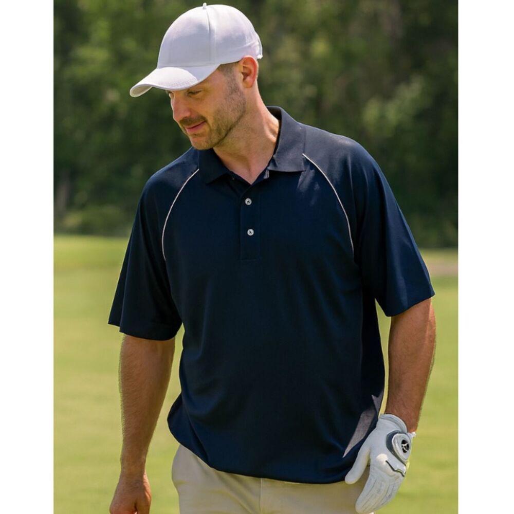 Y2k FootJoy Golf Polo Mens Sz Large Navy Performance Raglan Short Sleeved Shirt